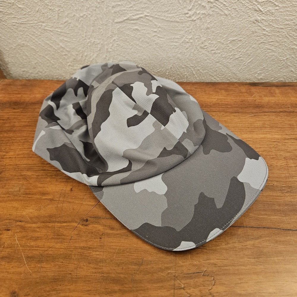 Lululemon Fast and Free Run Hat Grey Black Camo Adjustable Mesh Running Cap OS
